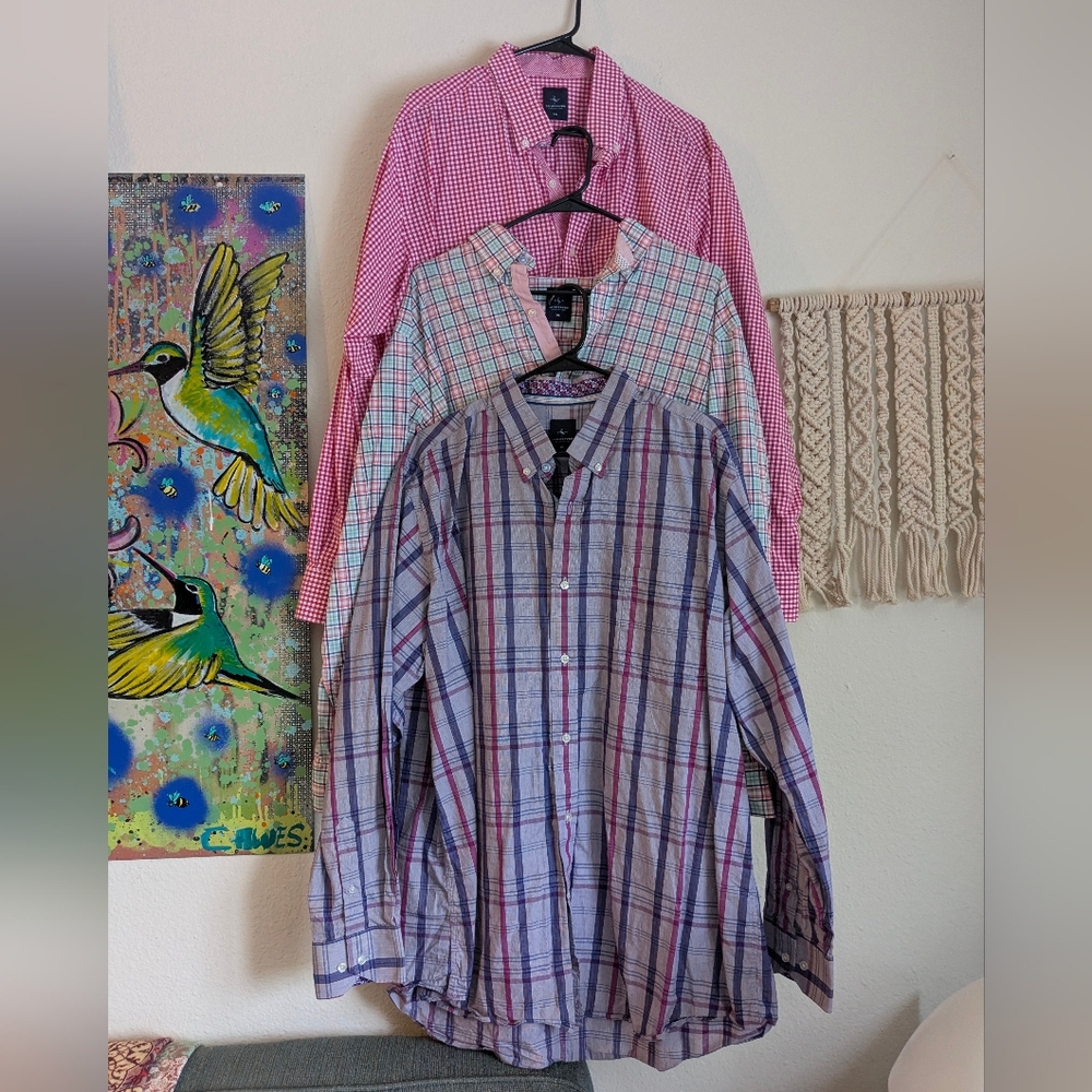 Tailorbyrd Long Sleeve Button Down Shirts Men's Sz XXL Bundle Pink Purple